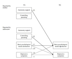How do mothers’ and adolescents’ perceptions of parenting behaviors independently influence adolescents’ basic psychological need satisfaction and depressive symptoms?